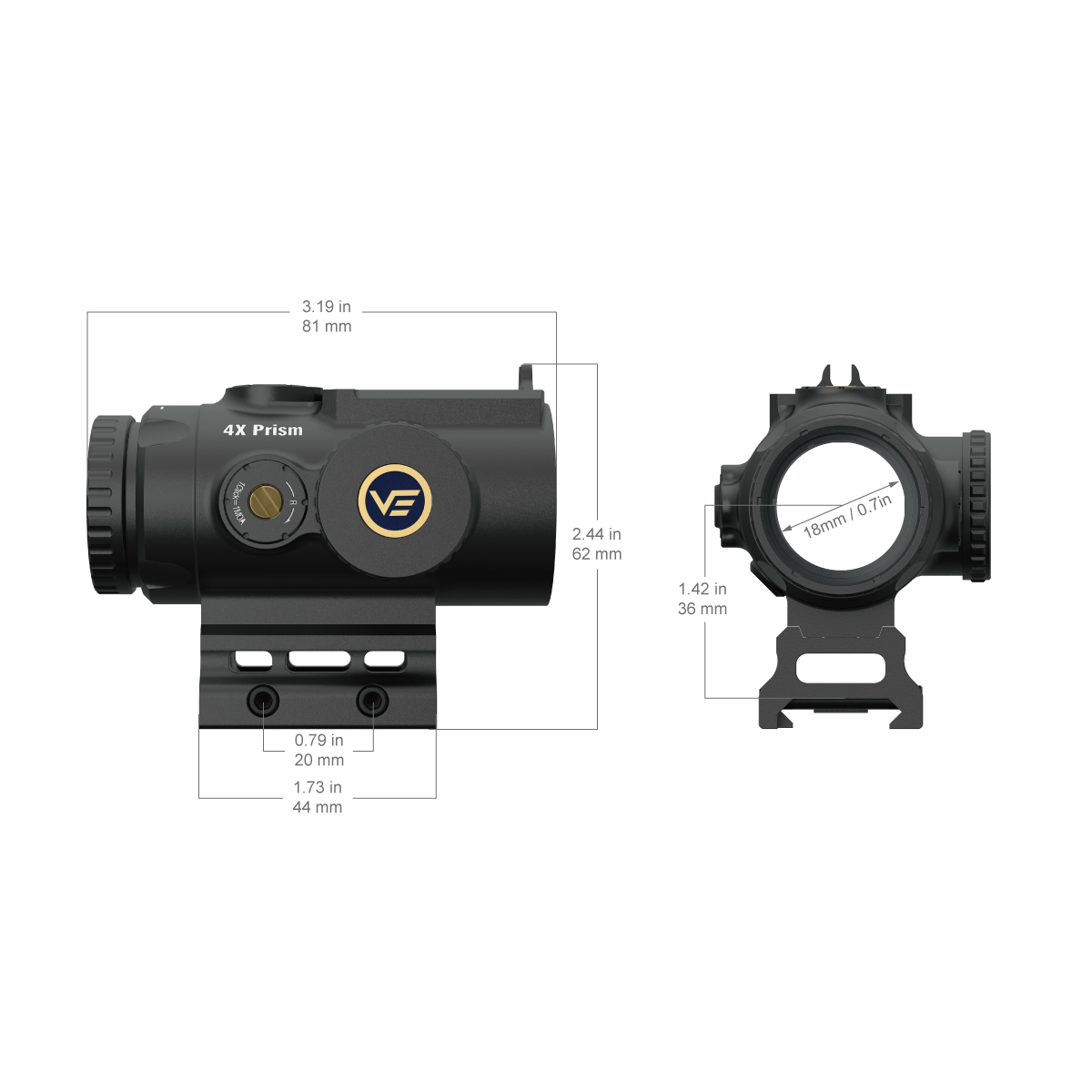 Vector Optics Paragon 4x24 ultrakompakt prisme kikkertsikte rifle scope Vector Optics