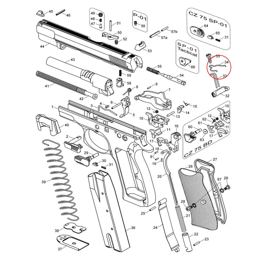 CZ Shadow 2 CZ TS 2 CZ 75B & SP-01 konkurranse avtrekkerstangfjær | -15% kraft