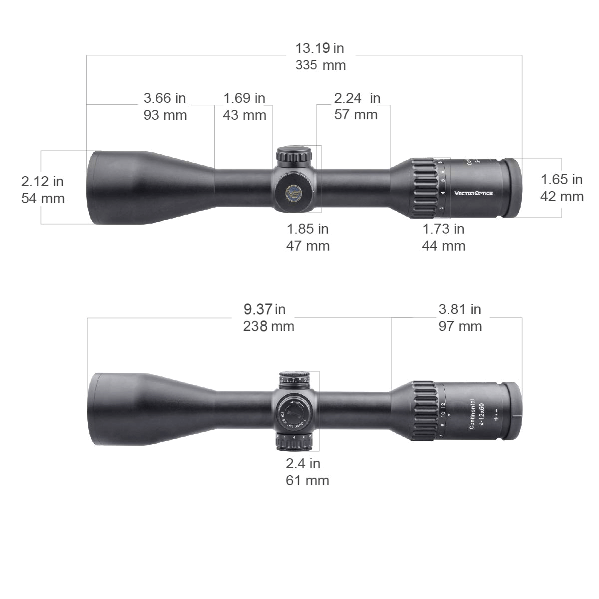 Vector Optics Continental 2-12x50 SFP riflesikte