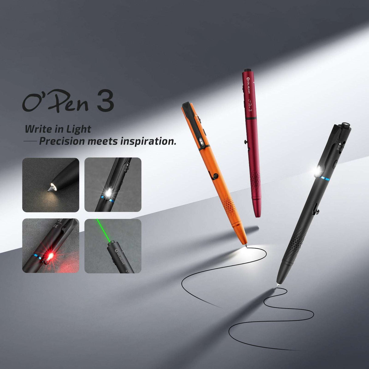 Olight O'Pen 3 | multifunksjonell pennelykt | 120 lm + grønn laser