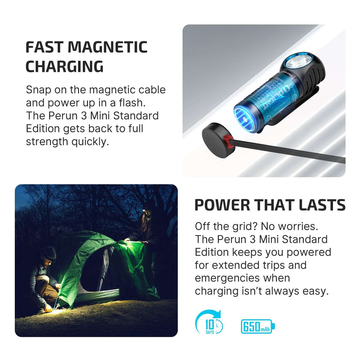 Olight Perun 3 Mini | oppladbar hodelykt | 1.250 lm